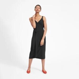 Everlane Japanese GoWeave Solid Black Tank Wrap Dress Size 0